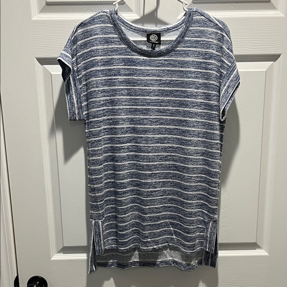 Bobeau Blue and White Striped Top